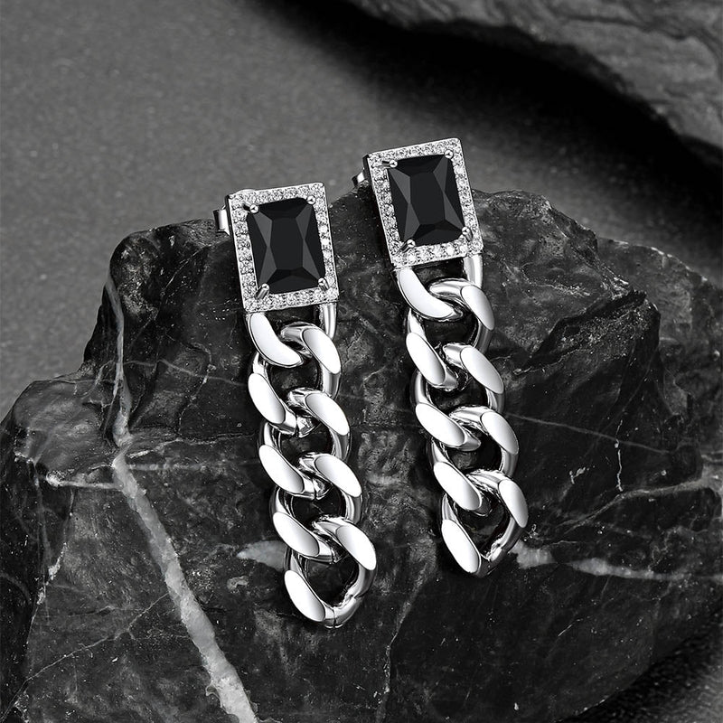Couple Cubic Zirconia Chain Dangle Earrings Set for
