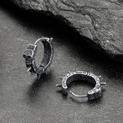 Gothic Skull Rivet Hoop Earrings for Halloween Gift