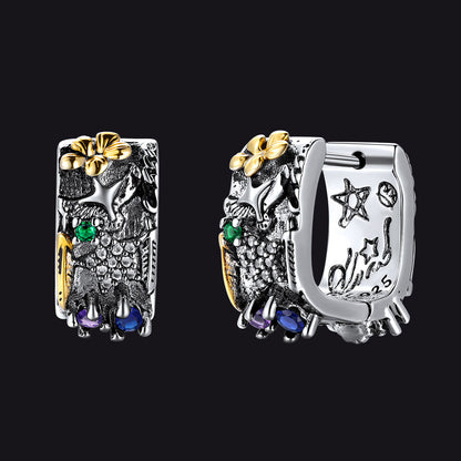 Punk Graffiti Joker Star Square Hoop Earrings With Crystals for