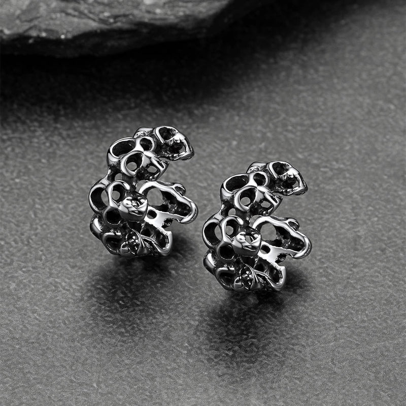 Gothic Hollow Skull Clip Ear Cuff Halloween Gift for