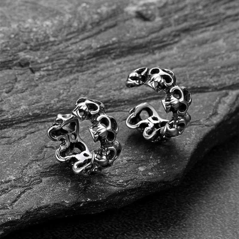 Gothic Hollow Skull Clip Ear Cuff Halloween Gift for