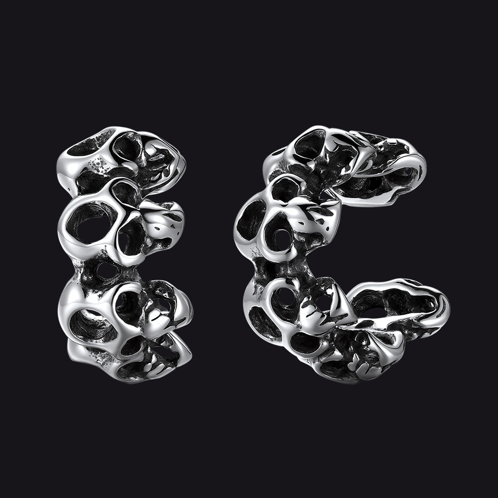 Gothic Hollow Skull Clip Ear Cuff Halloween Gift for