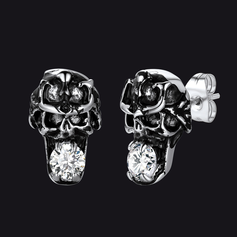 Halloween Punk Diamond Skull Earrings for in Stainless Steel