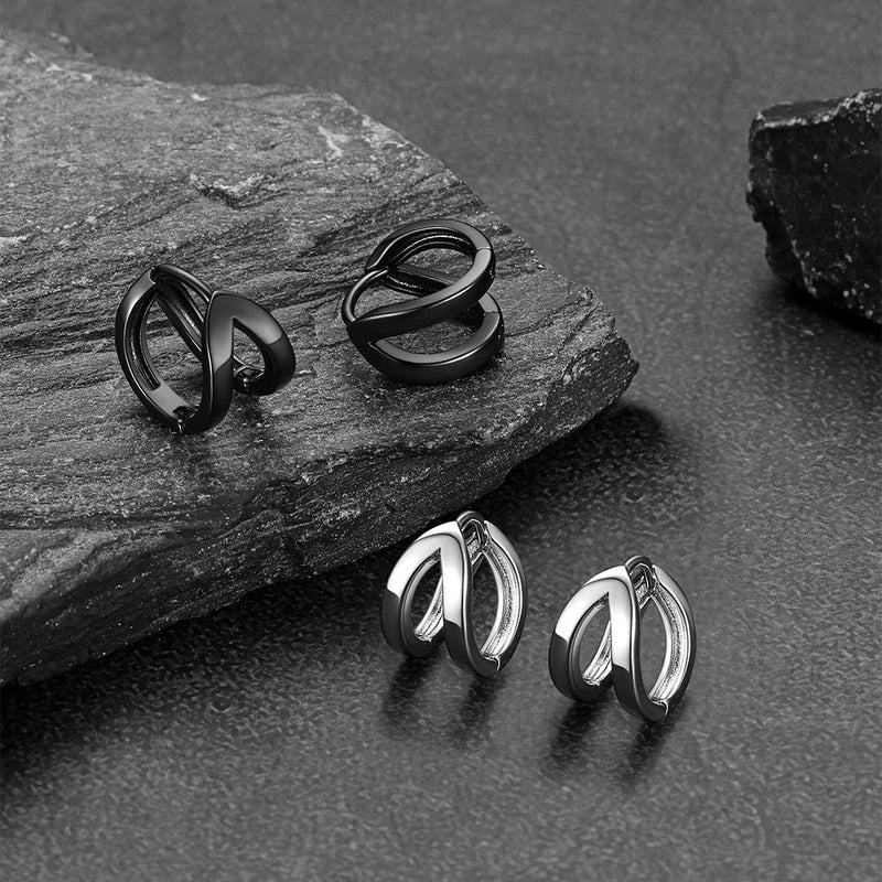 Minimalism Double Hoop Huggie Earrings for