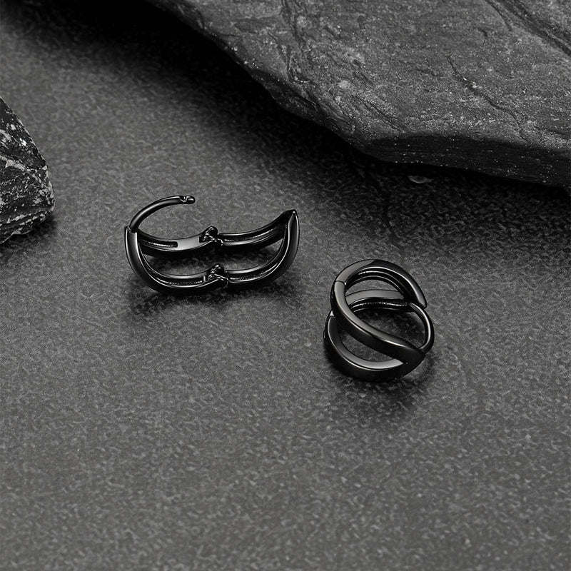 Minimalism Double Hoop Huggie Earrings for