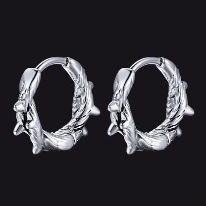Punk Spike Thorns Huggie Hoop Earrings for