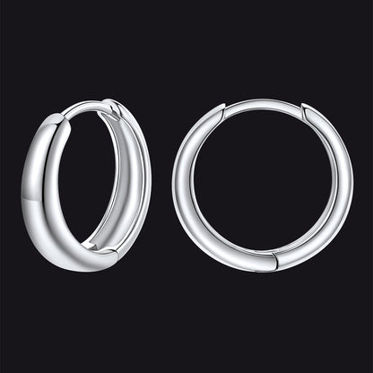 Simple Sterling Silver Thick Huggie Hoop Earrings for