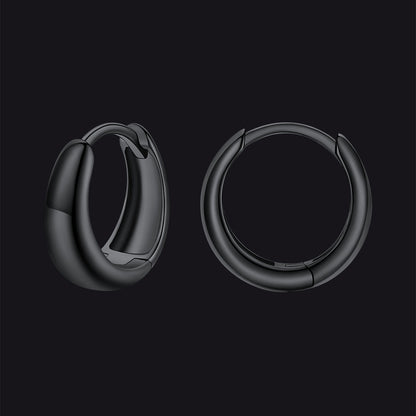 Simple Sterling Silver Thick Huggie Hoop Earrings for