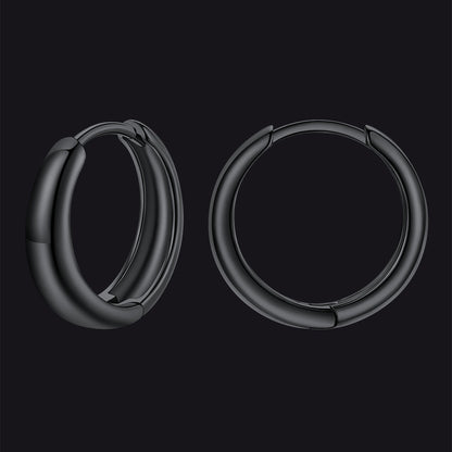 Simple Sterling Silver Thick Huggie Hoop Earrings for