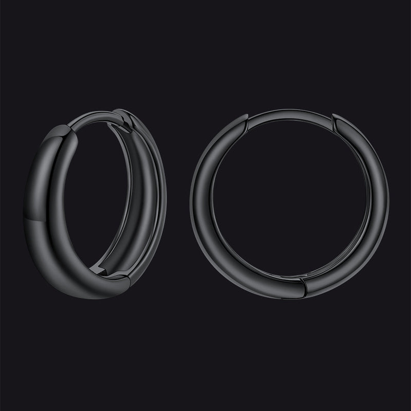 Simple Sterling Silver Thick Huggie Hoop Earrings for