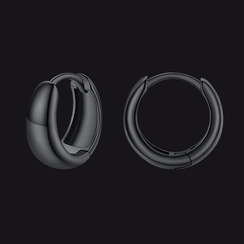 Simple Sterling Silver Thick Huggie Hoop Earrings for