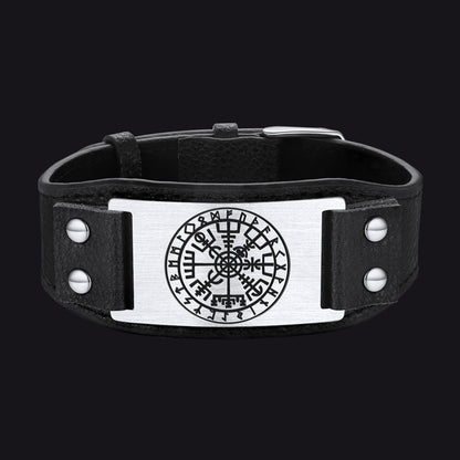 Flash Norse Viking Compass Leather Bracelet Wristband for Son