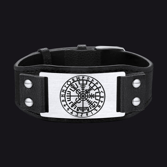 Flash Norse Viking Compass Leather Bracelet Wristband for Son
