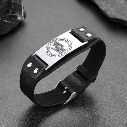 Flash Saint Floriant Pu Cuff Bracelet Leather Wristband for
