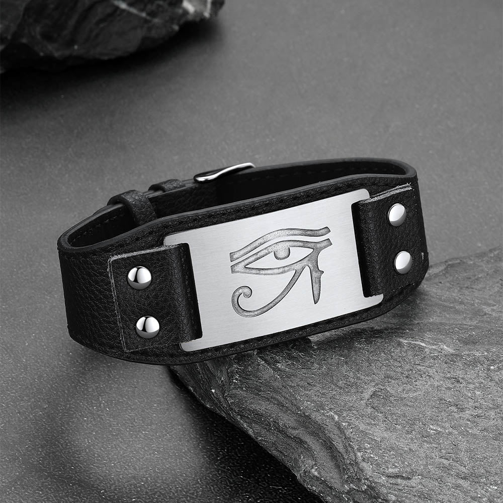 Egyptian Horus Eye Leather Bracelet Wristband for Son