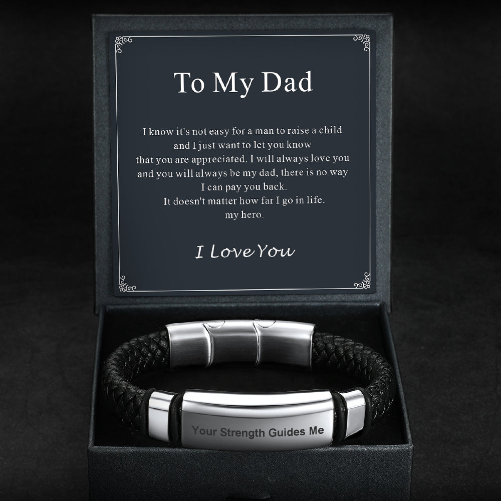 Custom Braided Black Leather Bracelet Birthday Gift for