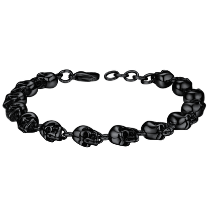 Gothic Linked Chain Skull Bracelet for