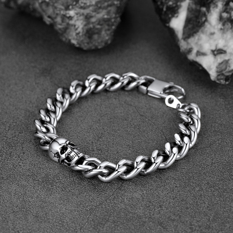 Gothic Skull Cuban Link Choker Chain & Bracelet Jewelry Set for