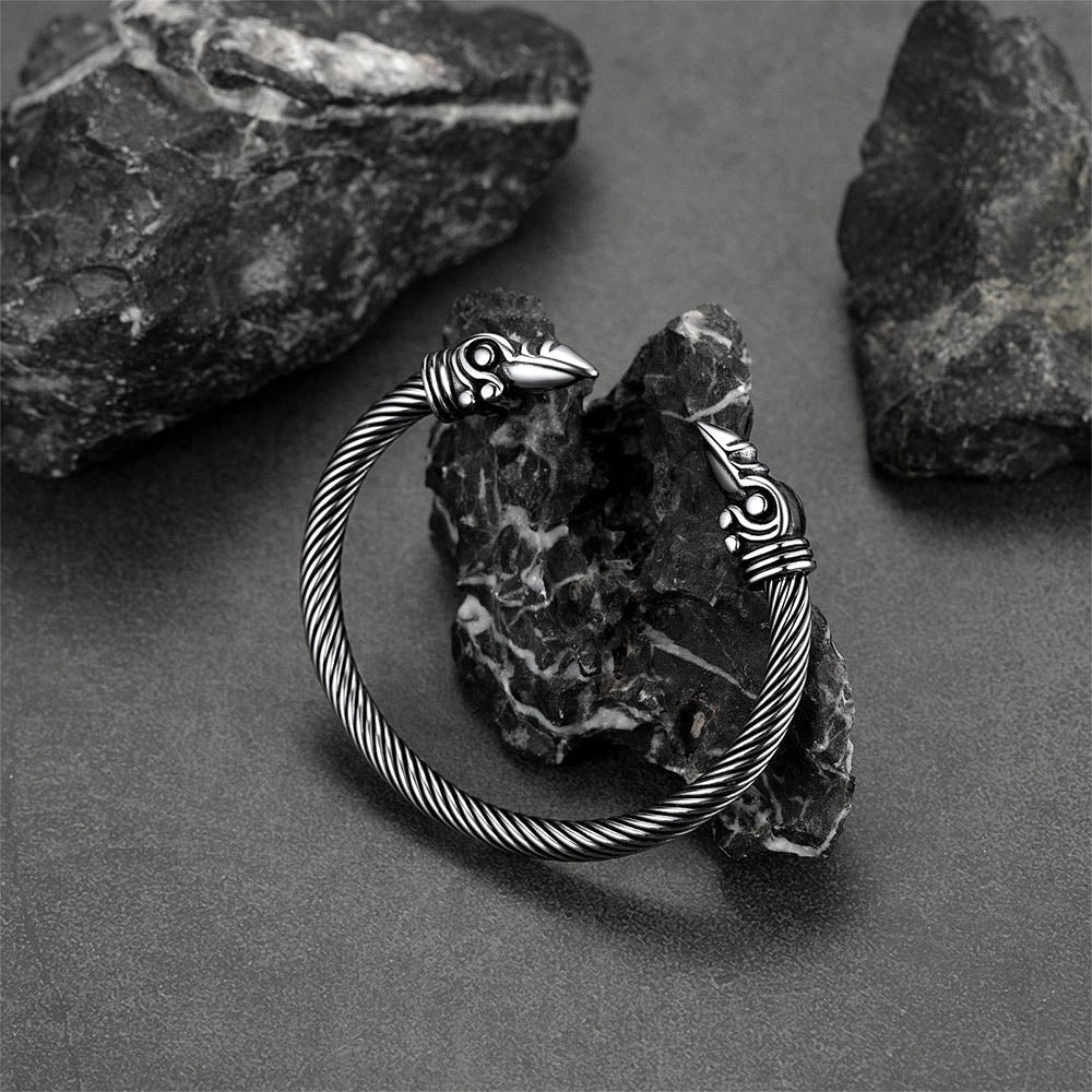 Faithheart Viking Raven Cuff Bracelet Bangle for