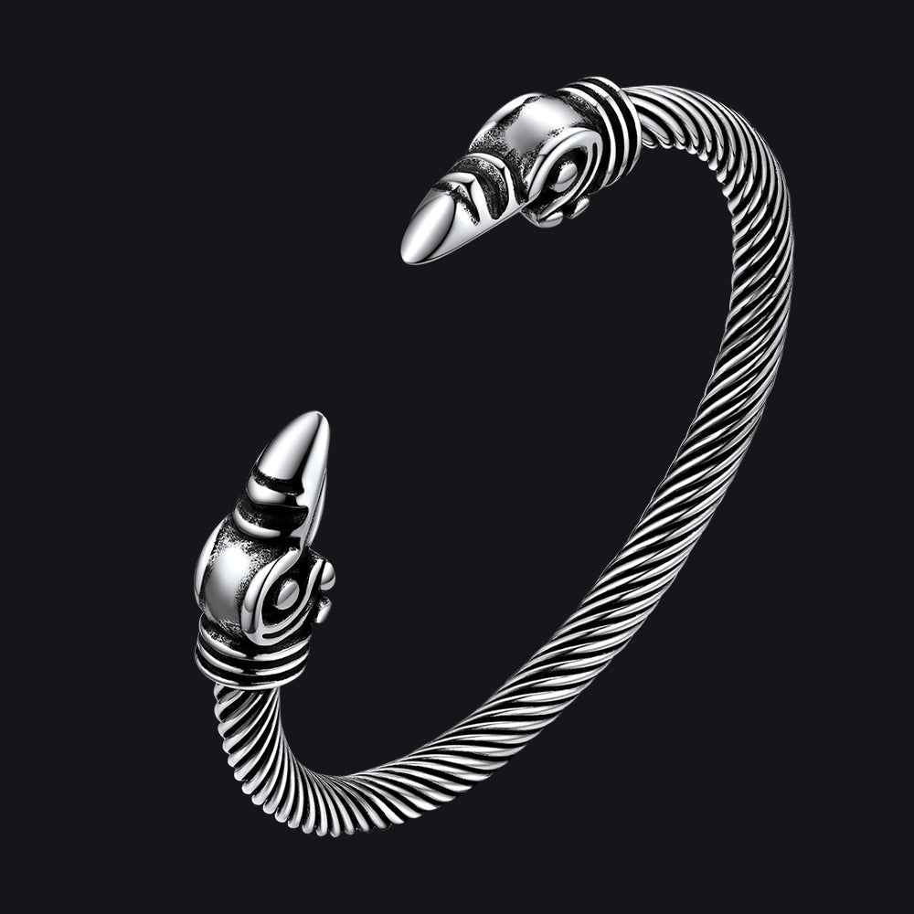 Faithheart Viking Raven Cuff Bracelet Bangle for