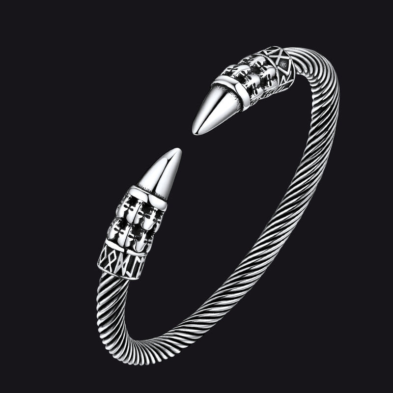 Viking Runes Skull Arm Ring Dangle Bracelet for