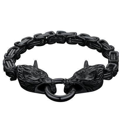 Viking Wolf Head Chain Bracelet Cuff Bangle Gift for