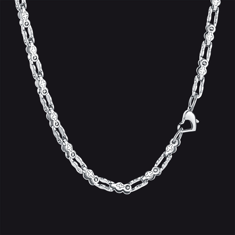 Stainless Steel Biker Chain Necklace With Cross for