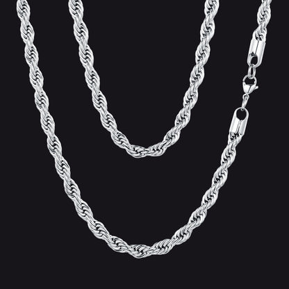 Twisted Rope Link Chain Stainless Steel Necklace for
