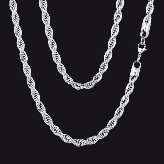 Twisted Rope Link Chain Stainless Steel Necklace for