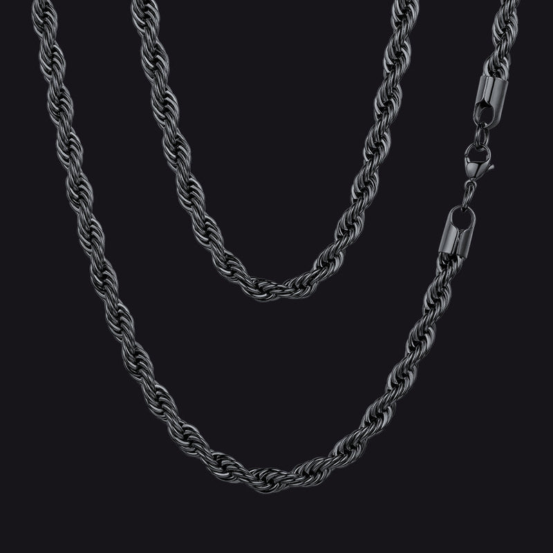 Twisted Rope Link Chain Stainless Steel Necklace for