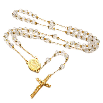 Rosary Beads Cross Necklace of Saint Christopher