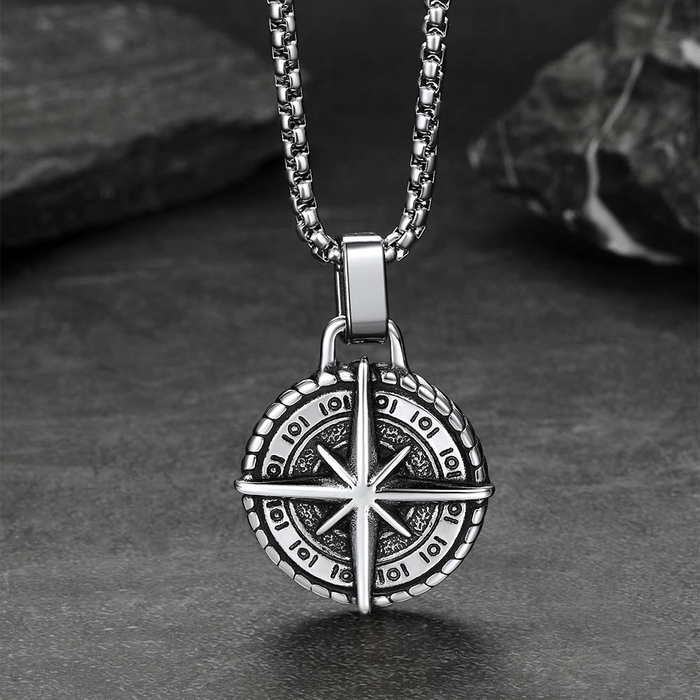 Gothic Compass Necklace Polaris Pendant for Father Gift
