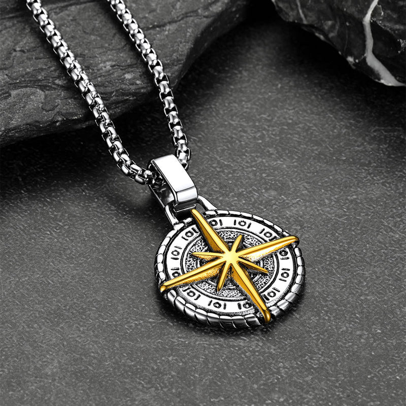 Gothic Compass Necklace Polaris Pendant for Father Gift