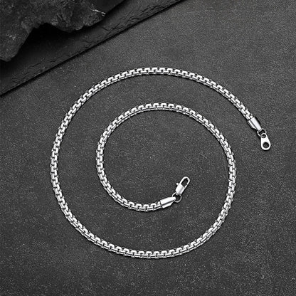 Flat Box Chain & Ankh Cross Layered Necklaces Set for