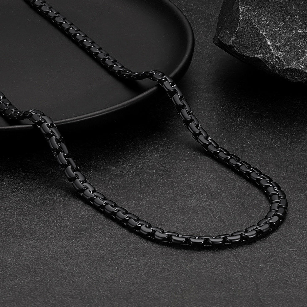 Flat Box Chain & Ankh Cross Layered Necklaces Set for