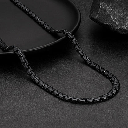 Flat Box Chain & Ankh Cross Layered Necklaces Set for