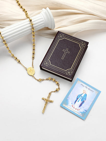 Catholic Virgin Mary Rosary Beads Cross Necklace Chain for