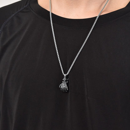 Gothic Skeleton Skull Hand Pendant Necklace