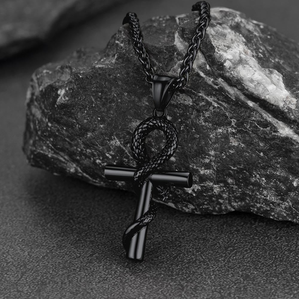Snake Ankh Cross Necklace Egyptian Pendant for