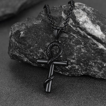 Snake Ankh Cross Necklace Egyptian Pendant for