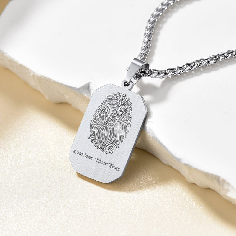 Personalized Picture Fingerprint Dog Tag Necklace for