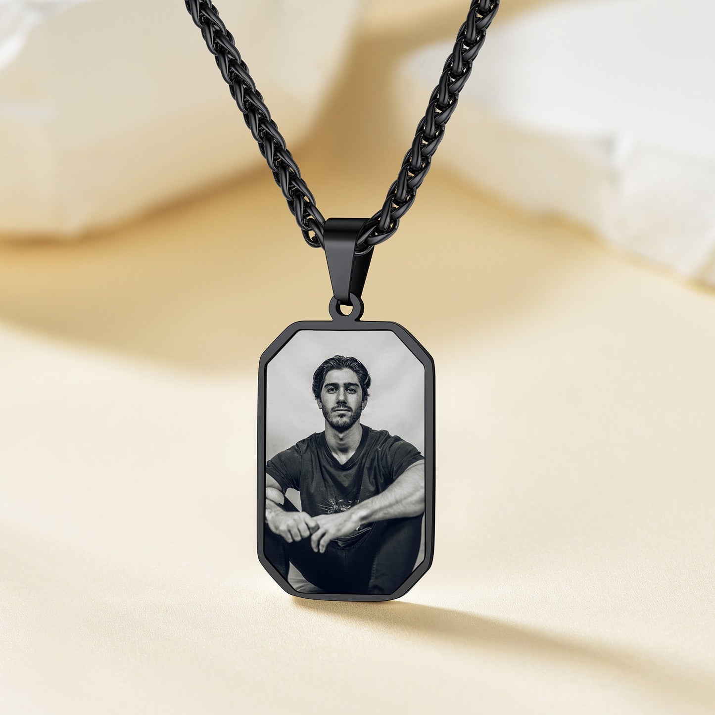 Personalized Picture Fingerprint Dog Tag Necklace for