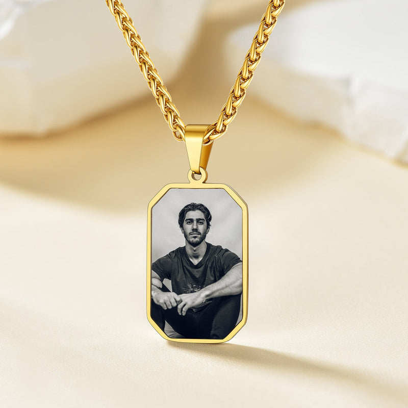 Personalized Picture Fingerprint Dog Tag Necklace for