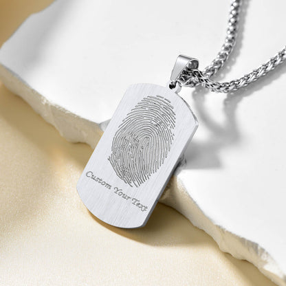 Customized Photo Dog Tag Fingerprint Necklace for