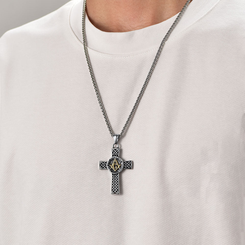 Masonic Celtic Cross Pendant Necklace for