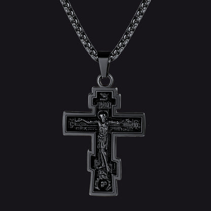 Christian Russian Orthodox Cross Pendant Necklace for
