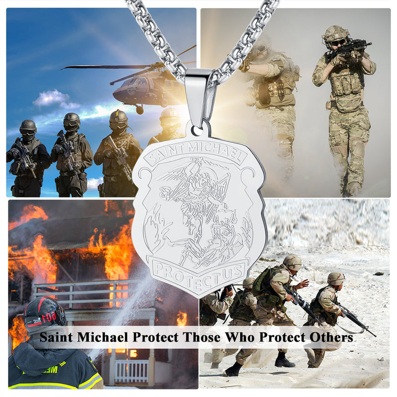 Archangel St. Michael Necklace Medal Shield Pendant for