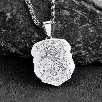Archangel St. Michael Necklace Medal Shield Pendant for