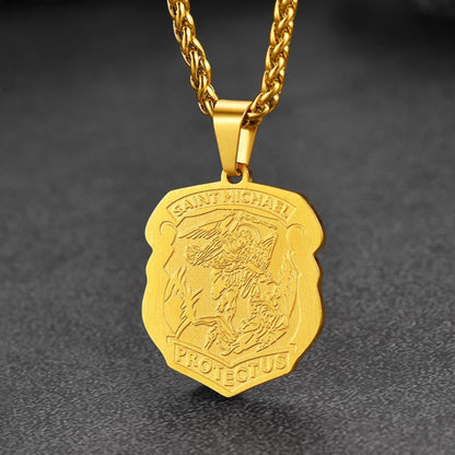 Archangel St. Michael Necklace Medal Shield Pendant for