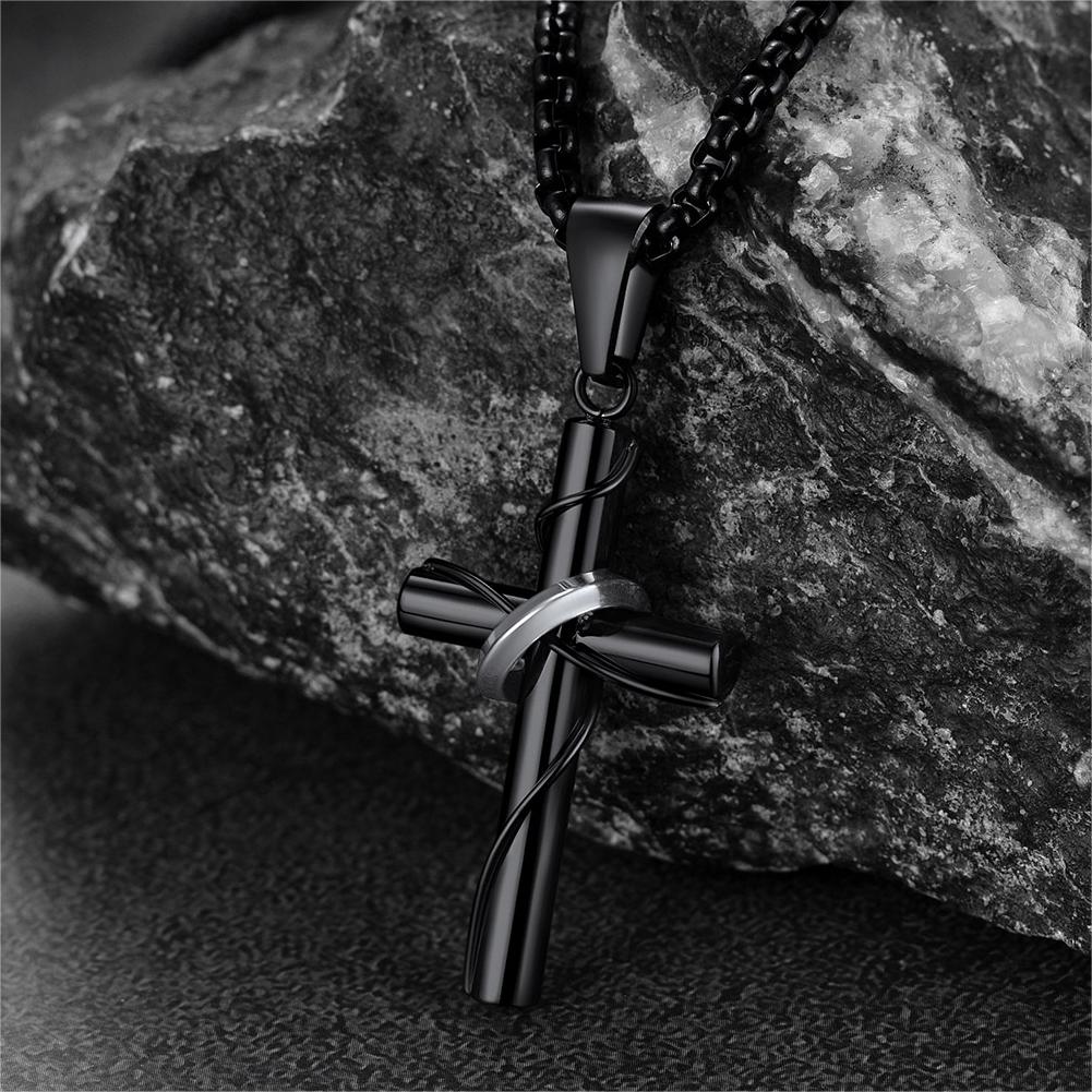 Christian Halo Ring Cross Necklace Pendant for
